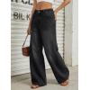 imageTrendy Queen Womens High Waisted Wide Leg Flare Jeans Stretch Comfort Baggy Denim PantsBlack