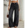 imageTrendy Queen Womens High Waisted Wide Leg Flare Jeans Stretch Comfort Baggy Denim PantsBlack