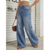imageTrendy Queen Womens High Waisted Wide Leg Flare Jeans Stretch Comfort Baggy Denim PantsBlue