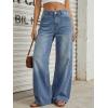 imageTrendy Queen Womens High Waisted Wide Leg Flare Jeans Stretch Comfort Baggy Denim PantsBlue