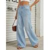 imageTrendy Queen Womens High Waisted Wide Leg Flare Jeans Stretch Comfort Baggy Denim PantsLight Blue