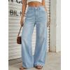 imageTrendy Queen Womens High Waisted Wide Leg Flare Jeans Stretch Comfort Baggy Denim PantsLight Blue