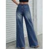 imageTrendy Queen Womens High Waisted Wide Leg Jeans Stretchy Straight Leg Baggy Denim PantsDeep Blue