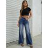 imageTrendy Queen Womens High Waisted Wide Leg Jeans Stretchy Straight Leg Baggy Denim PantsDeep Blue
