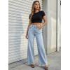 imageTrendy Queen Womens High Waisted Wide Leg Jeans Stretchy Straight Leg Baggy Denim PantsLight Blue