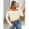 imageTrendy Queen Womens Long Sleeve Off The Shoulder Tops Going Out Cute Basic Y2K Fall Fashion 2026 Outfits ClothesApricot