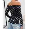 imageTrendy Queen Womens Long Sleeve Off The Shoulder Tops Going Out Cute Basic Y2K Fall Fashion 2026 Outfits ClothesBlack Dots