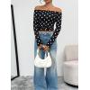 imageTrendy Queen Womens Long Sleeve Off The Shoulder Tops Going Out Cute Basic Y2K Fall Fashion 2026 Outfits ClothesBlack Dots