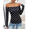 imageTrendy Queen Womens Long Sleeve Off The Shoulder Tops Going Out Cute Basic Y2K Fall Fashion 2026 Outfits ClothesBlack Dots