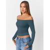 imageTrendy Queen Womens Long Sleeve Off The Shoulder Tops Going Out Cute Basic Y2K Fall Fashion 2026 Outfits ClothesBlue