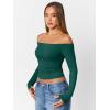 imageTrendy Queen Womens Long Sleeve Off The Shoulder Tops Going Out Cute Basic Y2K Fall Fashion 2026 Outfits ClothesGreen
