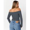 imageTrendy Queen Womens Long Sleeve Off The Shoulder Tops Going Out Cute Basic Y2K Fall Fashion 2026 Outfits ClothesGrey