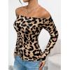 imageTrendy Queen Womens Long Sleeve Off The Shoulder Tops Going Out Cute Basic Y2K Fall Fashion 2026 Outfits ClothesLeopard