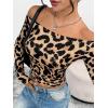 imageTrendy Queen Womens Long Sleeve Off The Shoulder Tops Going Out Cute Basic Y2K Fall Fashion 2026 Outfits ClothesLeopard