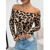 imageTrendy Queen Womens Long Sleeve Off The Shoulder Tops Going Out Cute Basic Y2K Fall Fashion 2026 Outfits ClothesLeopard