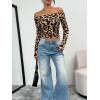 imageTrendy Queen Womens Long Sleeve Off The Shoulder Tops Going Out Cute Basic Y2K Fall Fashion 2026 Outfits ClothesLeopard