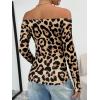 imageTrendy Queen Womens Long Sleeve Off The Shoulder Tops Going Out Cute Basic Y2K Fall Fashion 2026 Outfits ClothesLeopard