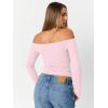 imageTrendy Queen Womens Long Sleeve Off The Shoulder Tops Going Out Cute Basic Y2K Fall Fashion 2026 Outfits ClothesPink