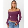 imageTrendy Queen Womens Long Sleeve Off The Shoulder Tops Going Out Cute Basic Y2K Fall Fashion 2026 Outfits ClothesPurple