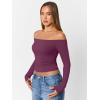 imageTrendy Queen Womens Long Sleeve Off The Shoulder Tops Going Out Cute Basic Y2K Fall Fashion 2026 Outfits ClothesPurple