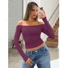 imageTrendy Queen Womens Long Sleeve Off The Shoulder Tops Going Out Cute Basic Y2K Fall Fashion 2026 Outfits ClothesPurple