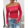 imageTrendy Queen Womens Long Sleeve Off The Shoulder Tops Going Out Cute Basic Y2K Fall Fashion 2026 Outfits ClothesRed Heart