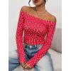 imageTrendy Queen Womens Long Sleeve Off The Shoulder Tops Going Out Cute Basic Y2K Fall Fashion 2026 Outfits ClothesRed Heart