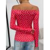 imageTrendy Queen Womens Long Sleeve Off The Shoulder Tops Going Out Cute Basic Y2K Fall Fashion 2026 Outfits ClothesRed Heart