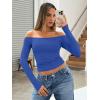 imageTrendy Queen Womens Long Sleeve Off The Shoulder Tops Going Out Cute Basic Y2K Fall Fashion 2026 Outfits ClothesRoyalblue