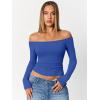 imageTrendy Queen Womens Long Sleeve Off The Shoulder Tops Going Out Cute Basic Y2K Fall Fashion 2026 Outfits ClothesRoyalblue