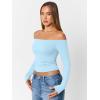 imageTrendy Queen Womens Long Sleeve Off The Shoulder Tops Going Out Cute Basic Y2K Fall Fashion 2026 Outfits ClothesSky Blue