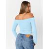 imageTrendy Queen Womens Long Sleeve Off The Shoulder Tops Going Out Cute Basic Y2K Fall Fashion 2026 Outfits ClothesSky Blue