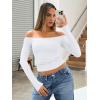 imageTrendy Queen Womens Long Sleeve Off The Shoulder Tops Going Out Cute Basic Y2K Fall Fashion 2026 Outfits ClothesWhite