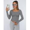 imageTrendy Queen Womens Long Sleeve Shirts Crop Scoop Neck Tops Fall Fashion Solid Going Out Basics Tees Y2k Clothes 2026 Black Grey XS