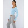 imageTrendy Queen Womens Long Sleeve Shirts Crop Tops Fall Fashion Solid Square Neck Going Out Basics Tees Y2k ClothesBaby Blue