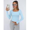 imageTrendy Queen Womens Long Sleeve Shirts Crop Tops Fall Fashion Solid Square Neck Going Out Basics Tees Y2k ClothesBaby Blue