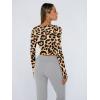 imageTrendy Queen Womens Long Sleeve Shirts Crop Tops Fall Fashion Solid Square Neck Going Out Basics Tees Y2k ClothesBlack Leopard
