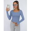 imageTrendy Queen Womens Long Sleeve Shirts Crop Tops Fall Fashion Solid Square Neck Going Out Basics Tees Y2k ClothesBlue Gray