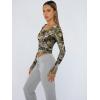 imageTrendy Queen Womens Long Sleeve Shirts Crop Tops Fall Fashion Solid Square Neck Going Out Basics Tees Y2k ClothesCamo