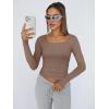 imageTrendy Queen Womens Long Sleeve Shirts Crop Tops Fall Fashion Solid Square Neck Going Out Basics Tees Y2k ClothesCoffee Grey