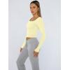 imageTrendy Queen Womens Long Sleeve Shirts Crop Tops Fall Fashion Solid Square Neck Going Out Basics Tees Y2k ClothesCreamy Yellow