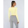imageTrendy Queen Womens Long Sleeve Shirts Crop Tops Fall Fashion Solid Square Neck Going Out Basics Tees Y2k ClothesCreamy Yellow