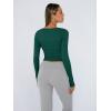 imageTrendy Queen Womens Long Sleeve Shirts Crop Tops Fall Fashion Solid Square Neck Going Out Basics Tees Y2k ClothesDark Green