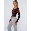 imageTrendy Queen Womens Long Sleeve Shirts Crop Tops Fall Fashion Solid Square Neck Going Out Basics Tees Y2k ClothesFlame