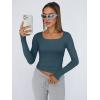 imageTrendy Queen Womens Long Sleeve Shirts Crop Tops Fall Fashion Solid Square Neck Going Out Basics Tees Y2k ClothesHaze Blue