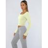 imageTrendy Queen Womens Long Sleeve Shirts Crop Tops Fall Fashion Solid Square Neck Going Out Basics Tees Y2k ClothesLemon Yellow