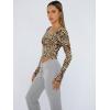 imageTrendy Queen Womens Long Sleeve Shirts Crop Tops Fall Fashion Solid Square Neck Going Out Basics Tees Y2k ClothesLeopard