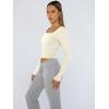 imageTrendy Queen Womens Long Sleeve Shirts Crop Tops Fall Fashion Solid Square Neck Going Out Basics Tees Y2k ClothesLight Apricot