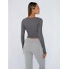 imageTrendy Queen Womens Long Sleeve Shirts Crop Tops Fall Fashion Solid Square Neck Going Out Basics Tees Y2k ClothesLight Gray