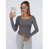 imageTrendy Queen Womens Long Sleeve Shirts Crop Tops Fall Fashion Solid Square Neck Going Out Basics Tees Y2k ClothesLight Gray